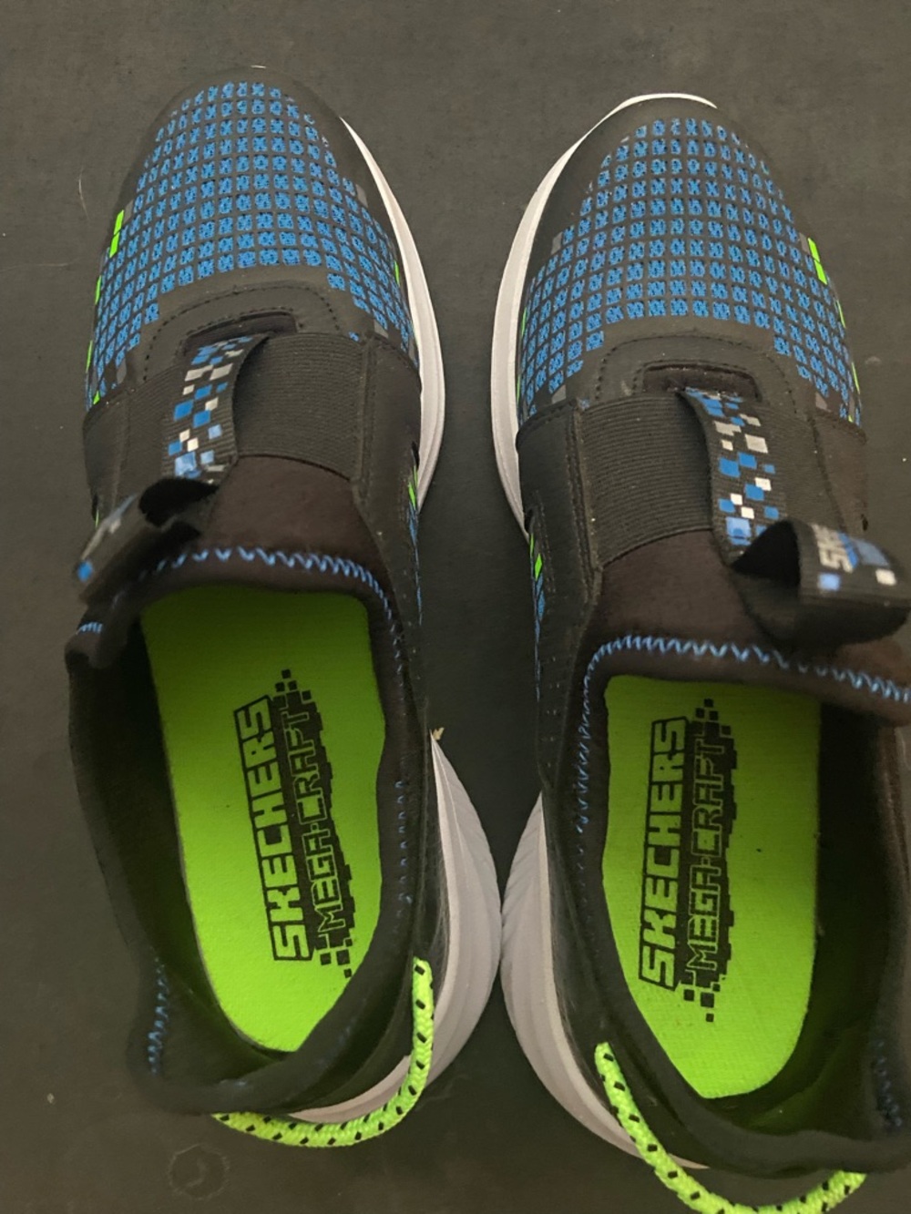 Skechers Kids Slip-On Sneakers in Blue & Neon Green